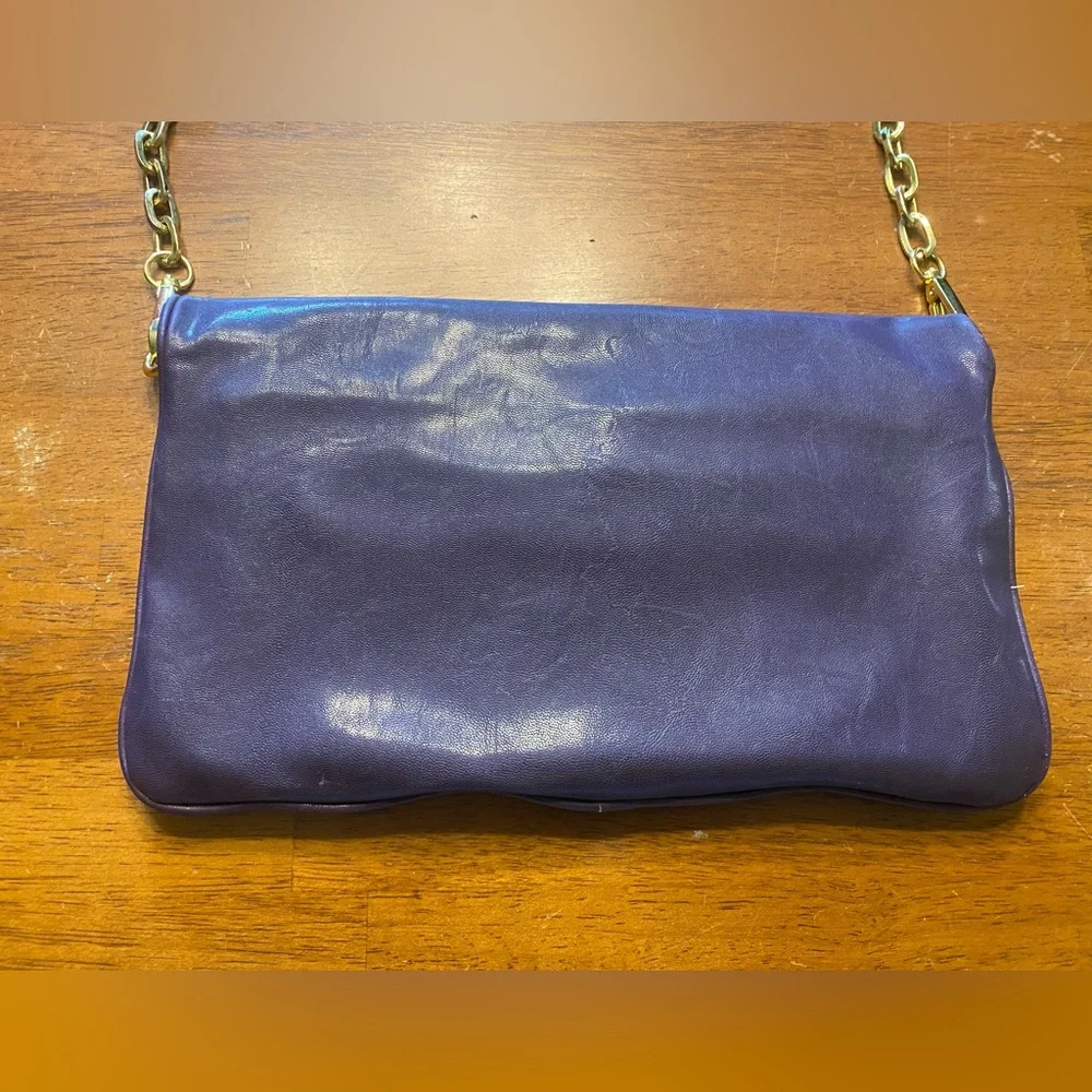 Tory Burch Plum Leather Shoulder/Clutch Bag